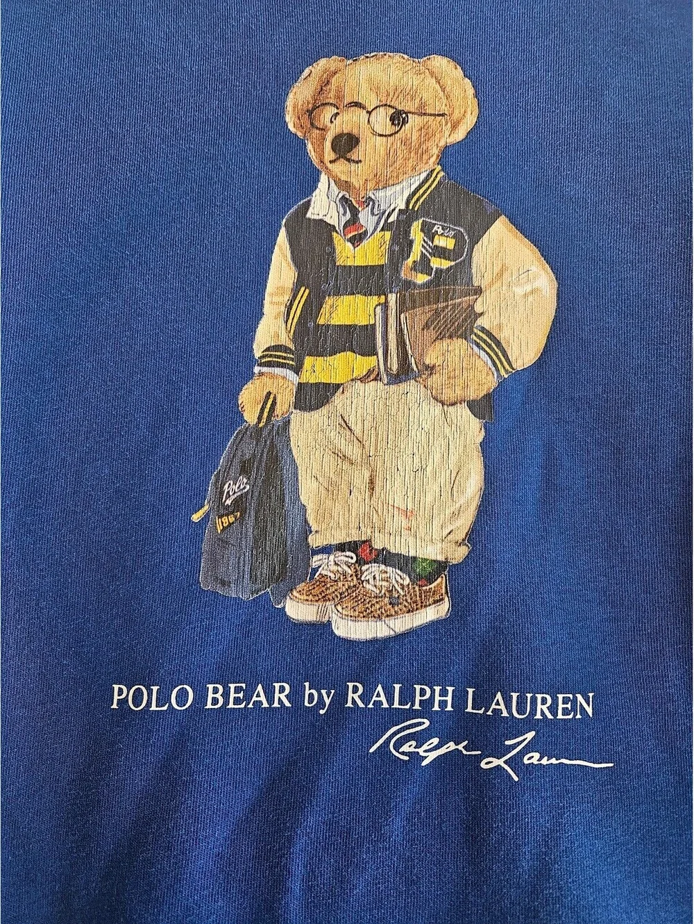 Polo Ralph Lauren Boys' Blue Polo Bear Fleece Hoodie Size M (10-12)